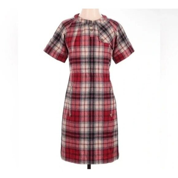 Pendleton Dress Adult Red Plaid Wool Portland Collection USA Open Back-XS - Picture 1 of 9